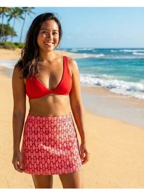 RipSkirt Hawaii Red Pineapple Leaf Adjustable Velcro Wrap Skirt (Length 1) - S